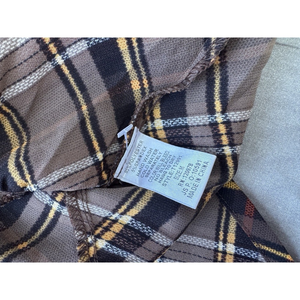 Entro Womens Sz M Brown Plaid Peplum Tunic Cottagecore‎ - Picture 6 of 8